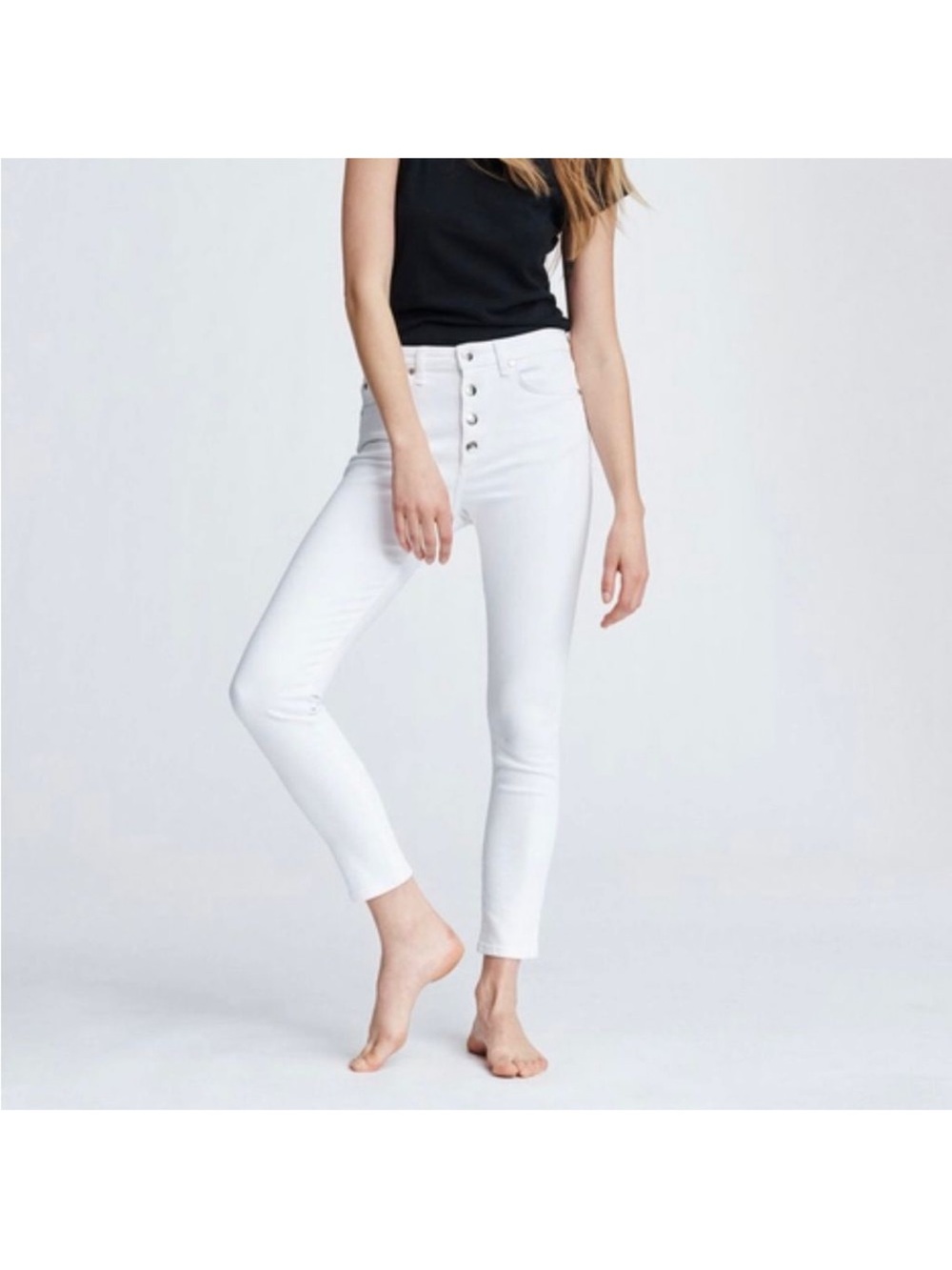 rag & bone White Button-Fly Jeans